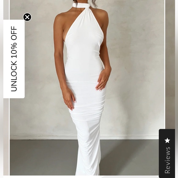 NEW Constantina White Backless Halter Dress - Picture 5 of 6